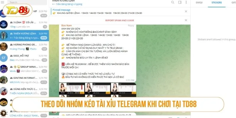 Theo dõi nhóm kéo tài xỉu Telegram khi chơi tại TD88